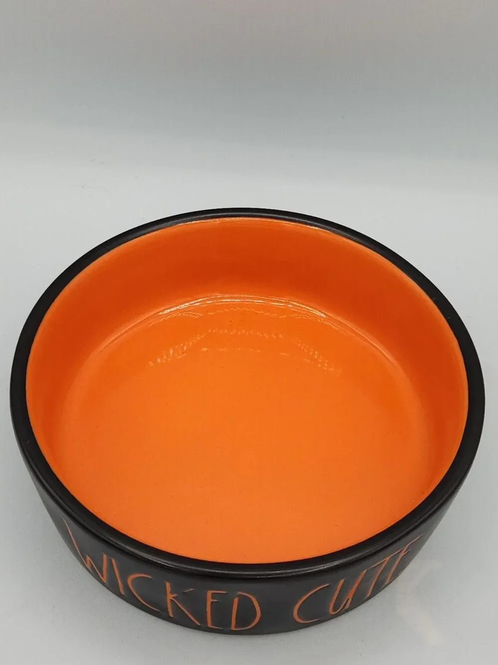 Rae Dunn Halloween Black And Orange Cat Bowl WICKED CUTIE